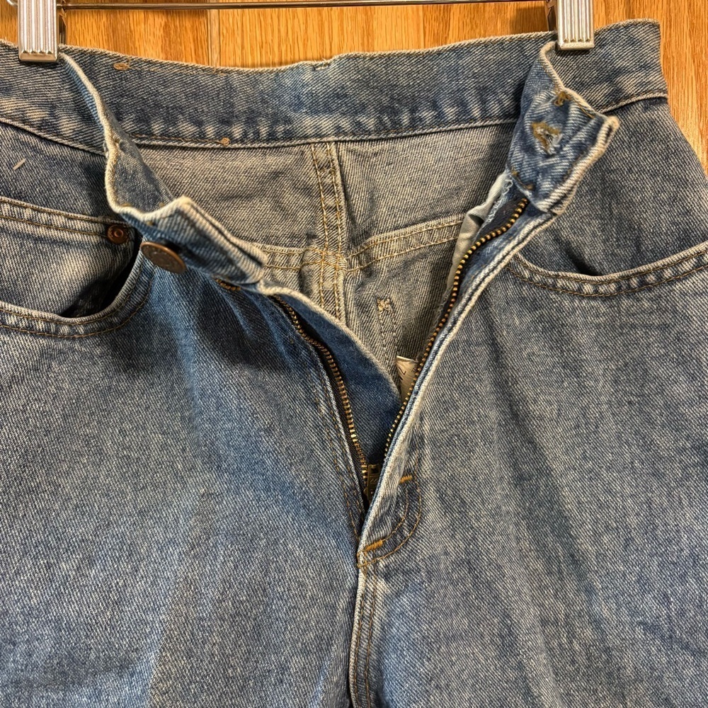 Vintage Lee Jeans Women's 26X29 7 Med Blue Tab Denim Union Stamp Made USA 1980s - Picture 9 of 11